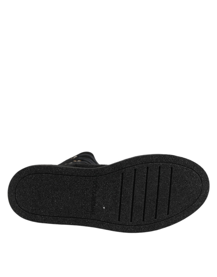Dolce &amp; Gabbana Black Alpaca Wool Suede Mid Calf Boots Shoes