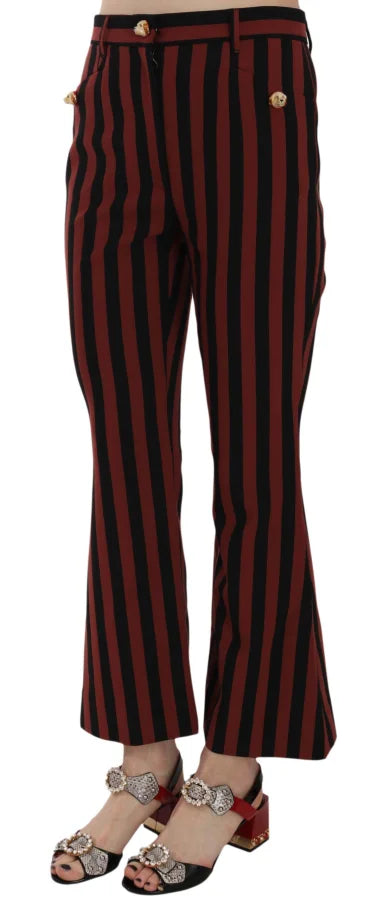 Dolce & Gabbana Black Amaranth Stripe Cropped Flared Pants