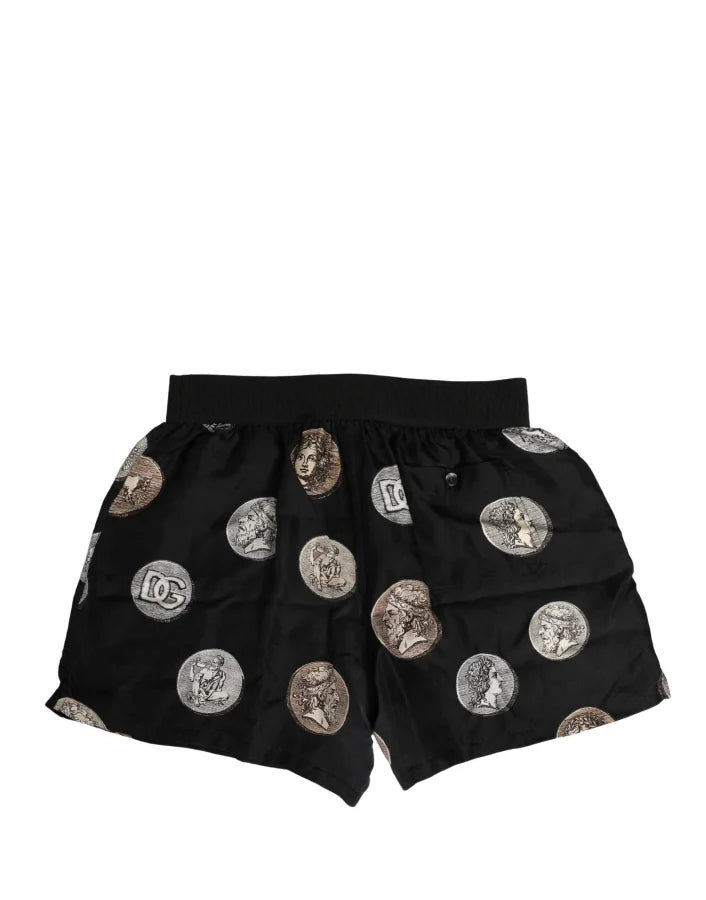 Dolce &amp; Gabbana Black Ancient Coin Print Boxer Shorts Underwear