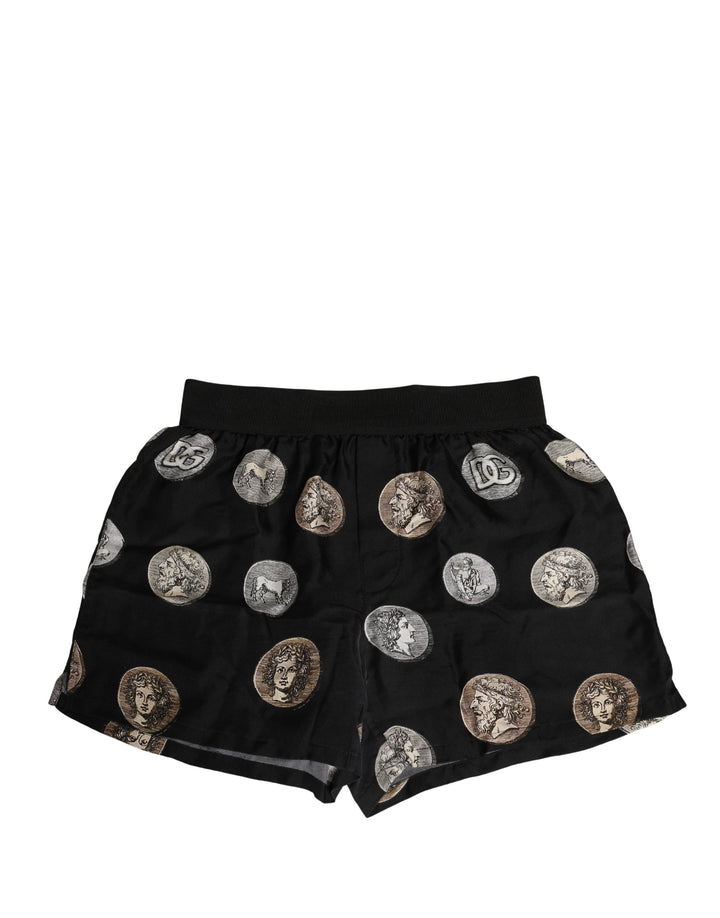 Dolce &amp; Gabbana Black Ancient Coin Print Boxer Shorts Underwear