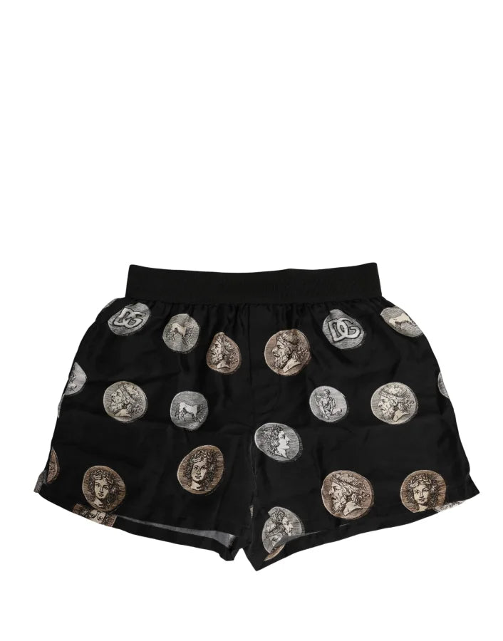 Dolce &amp; Gabbana Black Ancient Coin Print Boxer Shorts Underwear