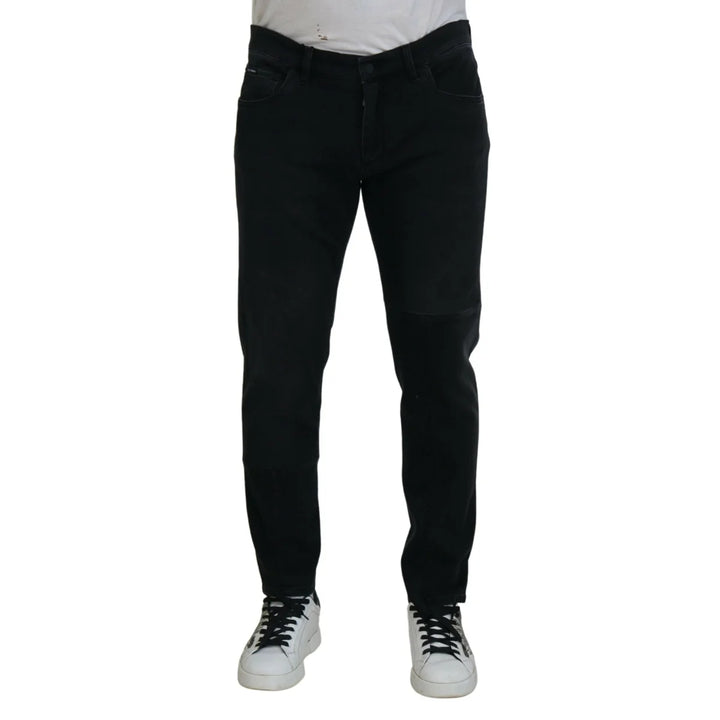 Dolce & Gabbana Black Angel Embroidery Skinny Denim Jeans
