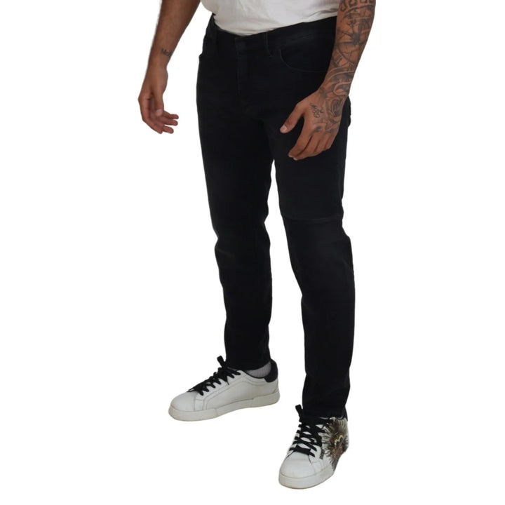 Dolce & Gabbana Black Angel Embroidery Skinny Denim Jeans