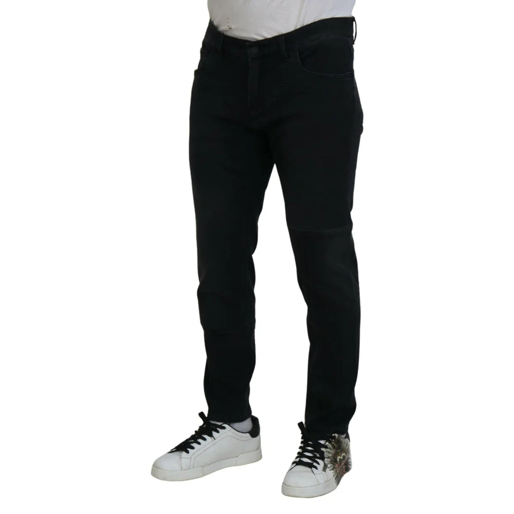 Dolce & Gabbana Black Angel Embroidery Skinny Denim Jeans