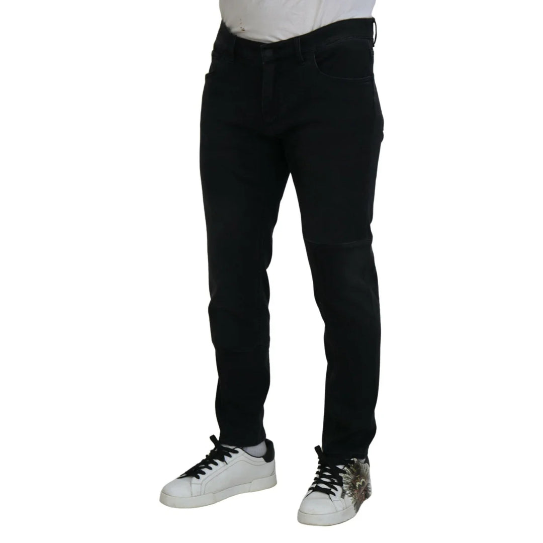 Dolce & Gabbana Black Angel Embroidery Skinny Denim Jeans