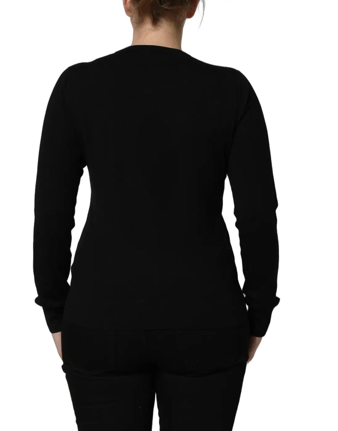 Dolce &amp; Gabbana Black Angels Wool Crew Neck Pullover Sweater