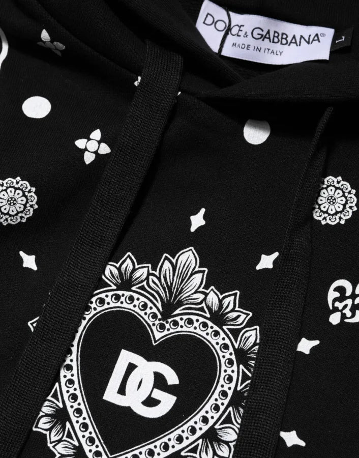 Dolce & Gabbana Black Bandana Hooded Men Sweatshirt Sweater