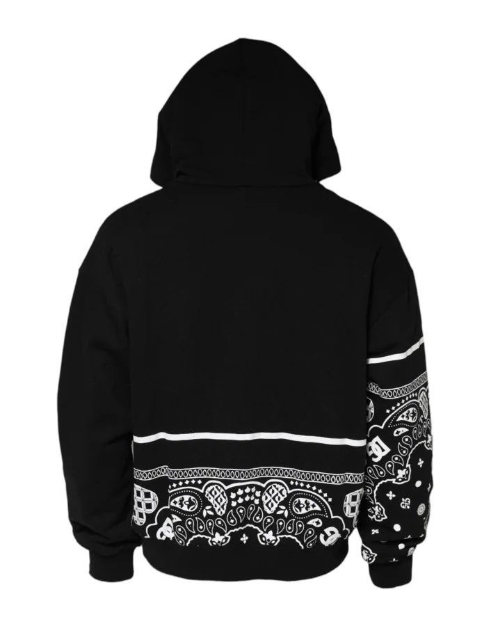 Dolce & Gabbana Black Bandana Hooded Men Sweatshirt Sweater