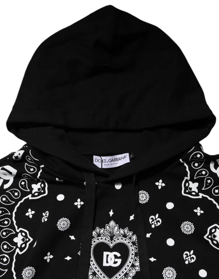 Dolce & Gabbana Black Bandana Hooded Men Sweatshirt Sweater