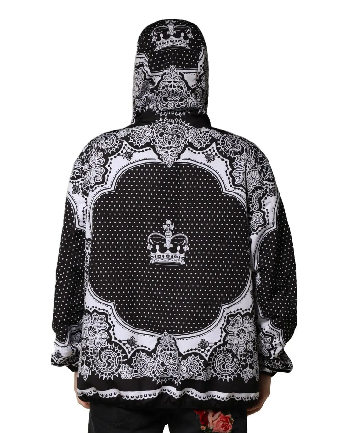Dolce &amp; Gabbana Black Bandana Print Hooded Bomber Jacket