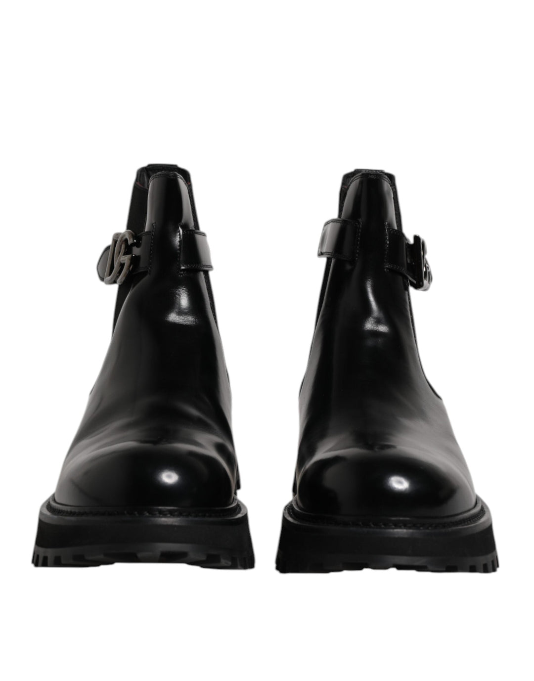 Dolce & Gabbana Black Belted Dg Logo Men Chelsea Boots Shoes