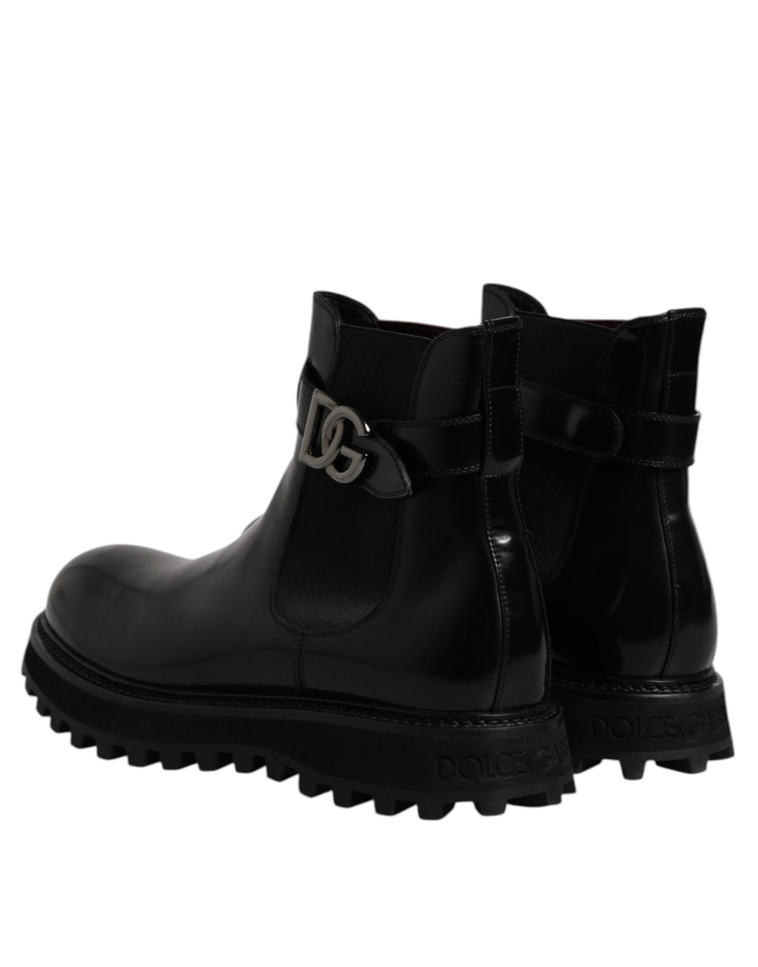 Dolce &amp; Gabbana Black Belted Dg Logo Men Chelsea Boots Shoes