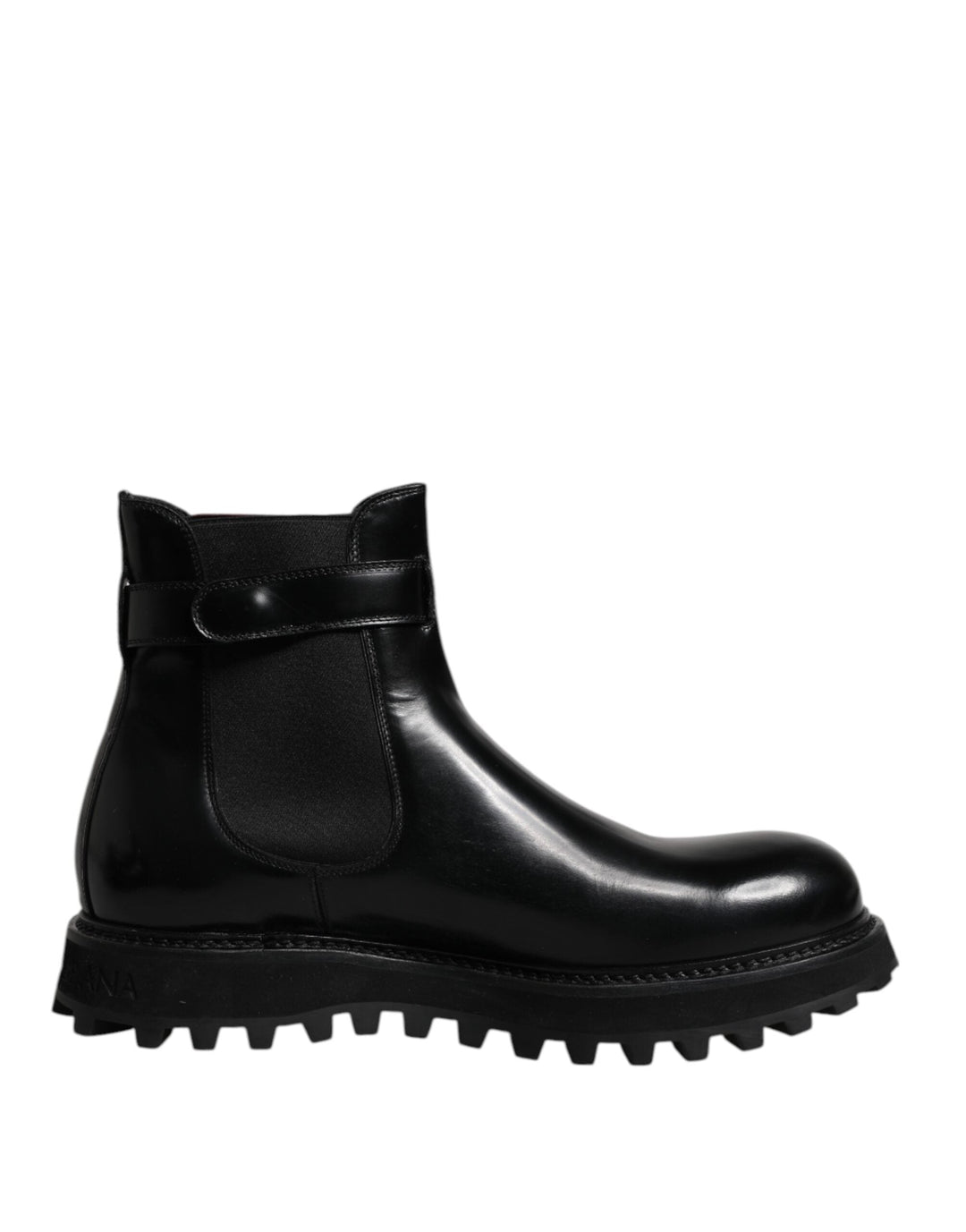 Dolce &amp; Gabbana Black Belted Dg Logo Men Chelsea Boots Shoes