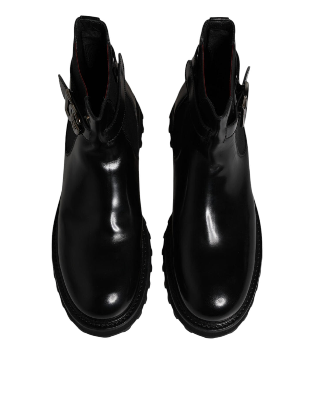 Dolce &amp; Gabbana Black Belted Dg Logo Men Chelsea Boots Shoes