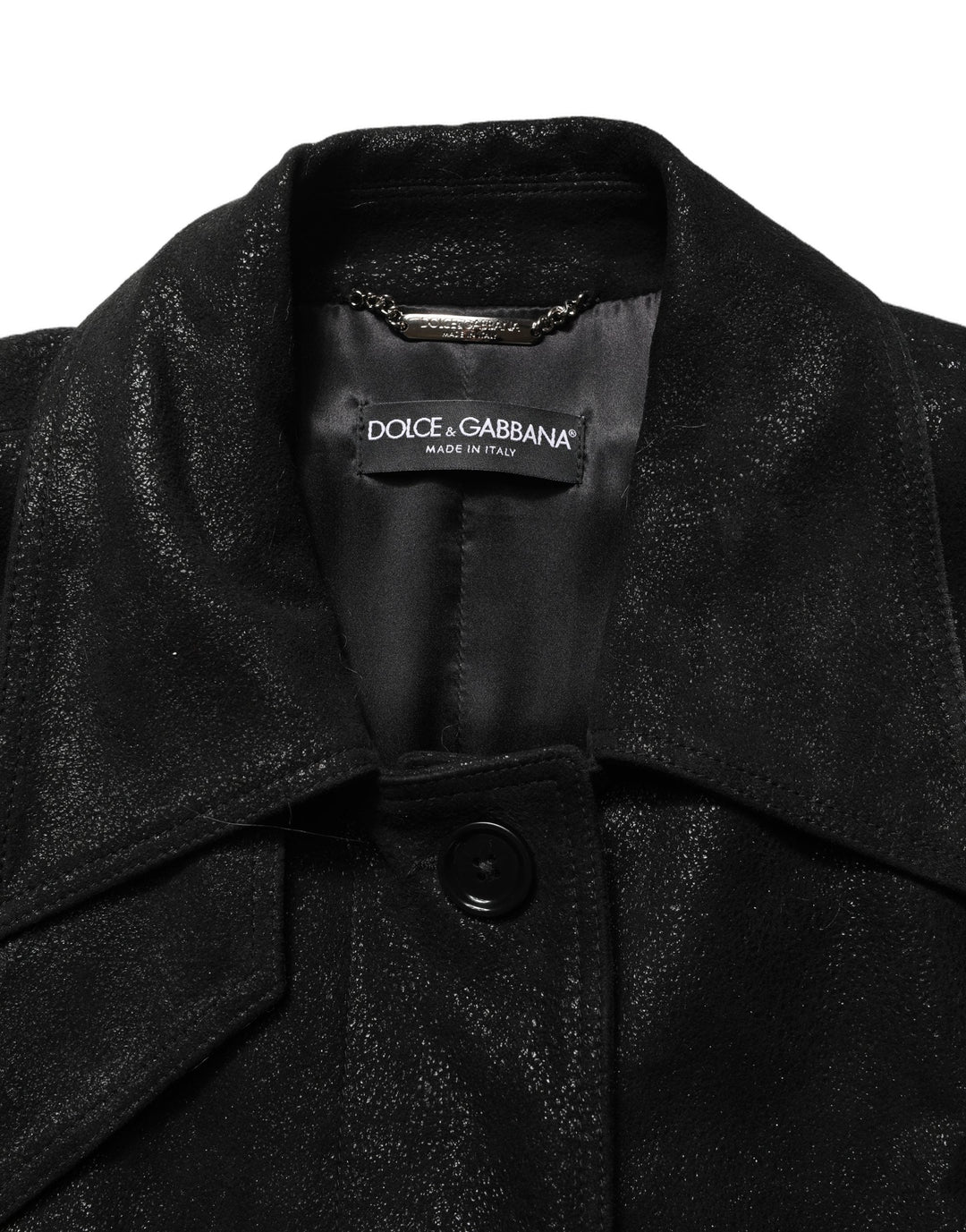 Dolce &amp; Gabbana Trench Coats - Black Belted Sheepskin Coat Jacket