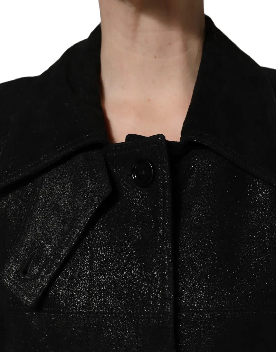 Dolce &amp; Gabbana Black Belted Sheepskin Trench Coat Jacket
