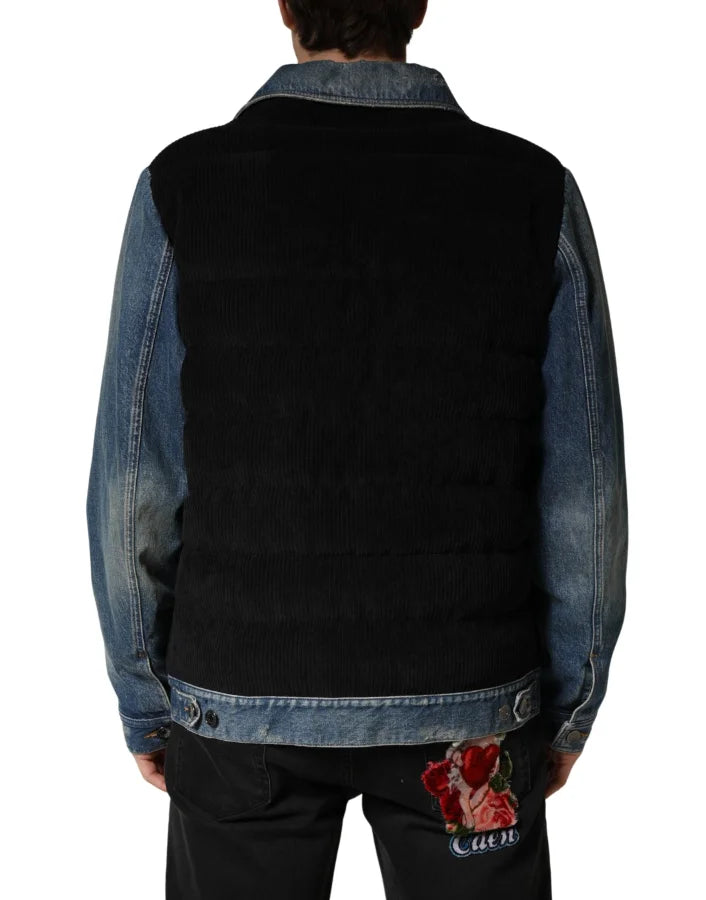 Dolce & Gabbana Black Blue Cotton Denim Blouson Men Jacket