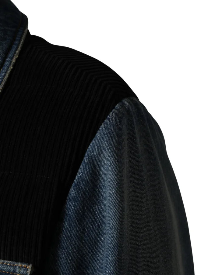 Dolce & Gabbana Black Blue Cotton Denim Blouson Men Jacket