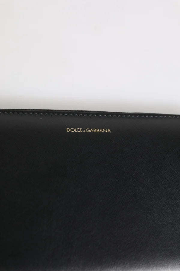 Dolce & Gabbana Black Blue Exotic Leather Embossed Continental Wallet
