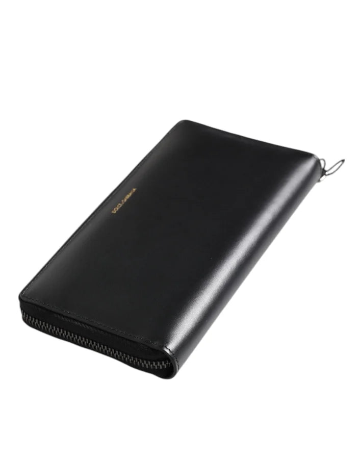 Dolce & Gabbana Black Blue Exotic Leather Embossed Continental Wallet