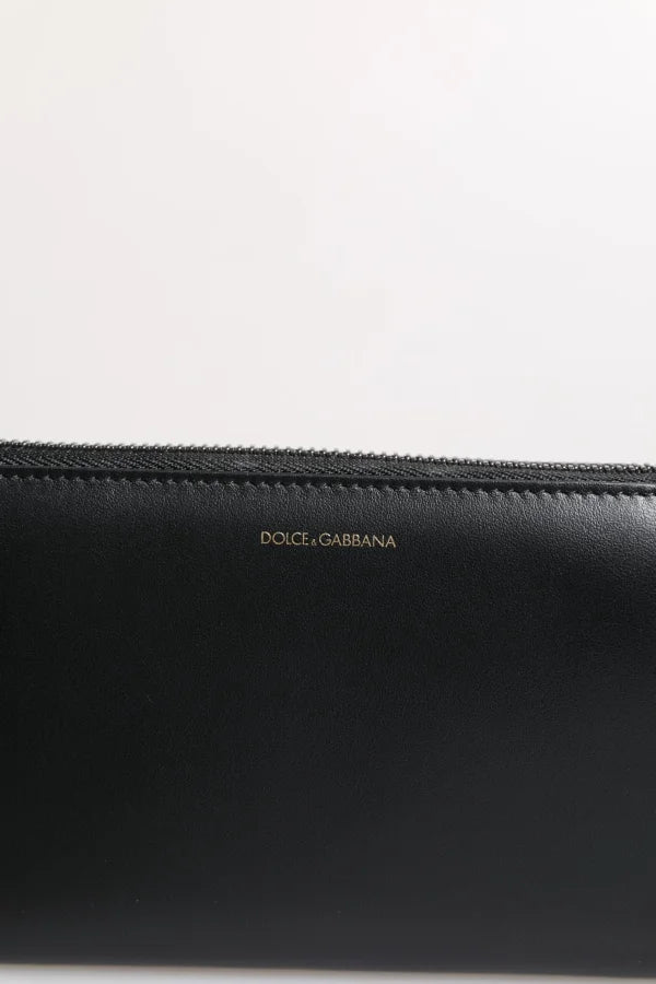 Dolce & Gabbana Black Blue Exotic Leather Embossed Continental Wallet