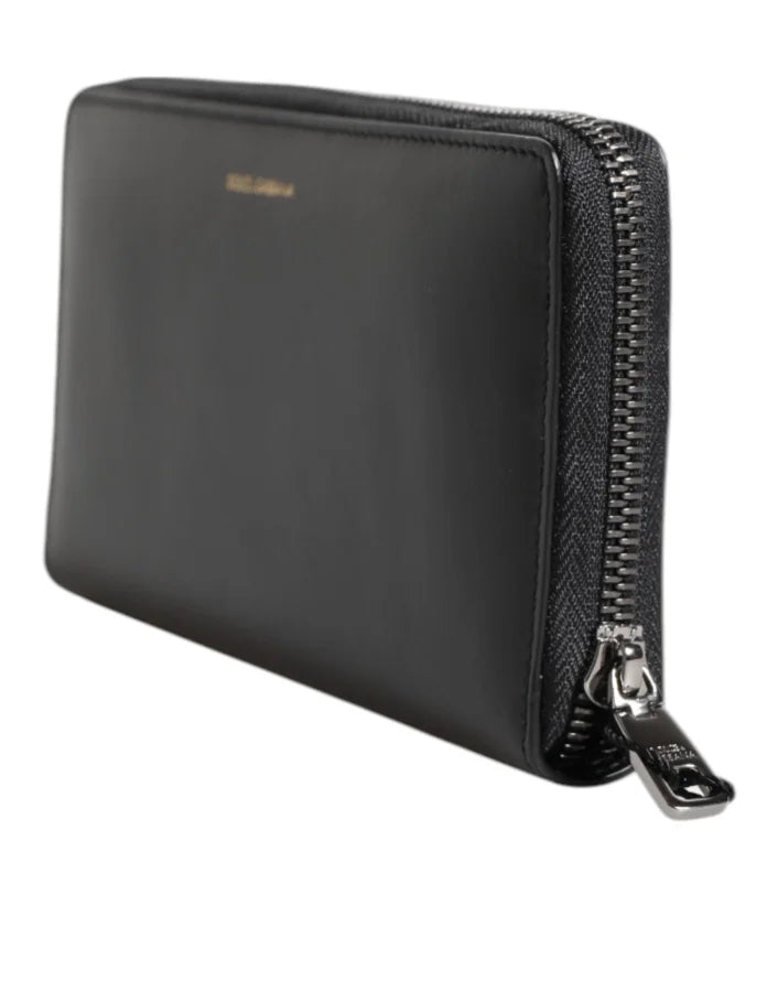 Dolce & Gabbana Black Blue Exotic Leather Embossed Continental Wallet