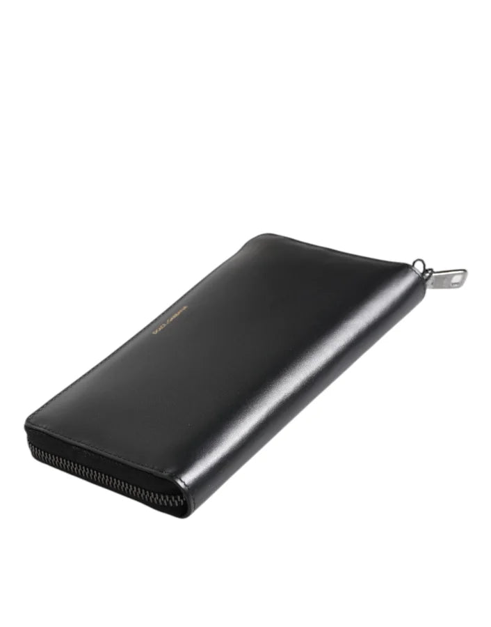 Dolce & Gabbana Black Blue Exotic Leather Embossed Continental Wallet