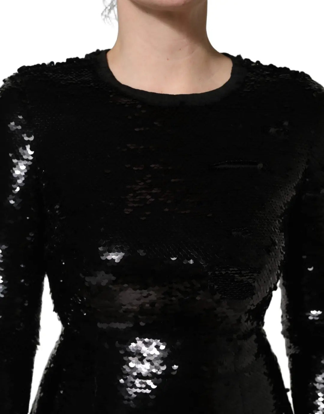 Dolce &amp; Gabbana Black Bodycon Mermaid Sequinned Gown Dress