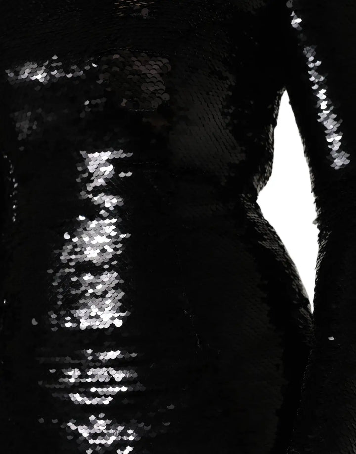 Dolce &amp; Gabbana Black Bodycon Mermaid Sequinned Gown Dress