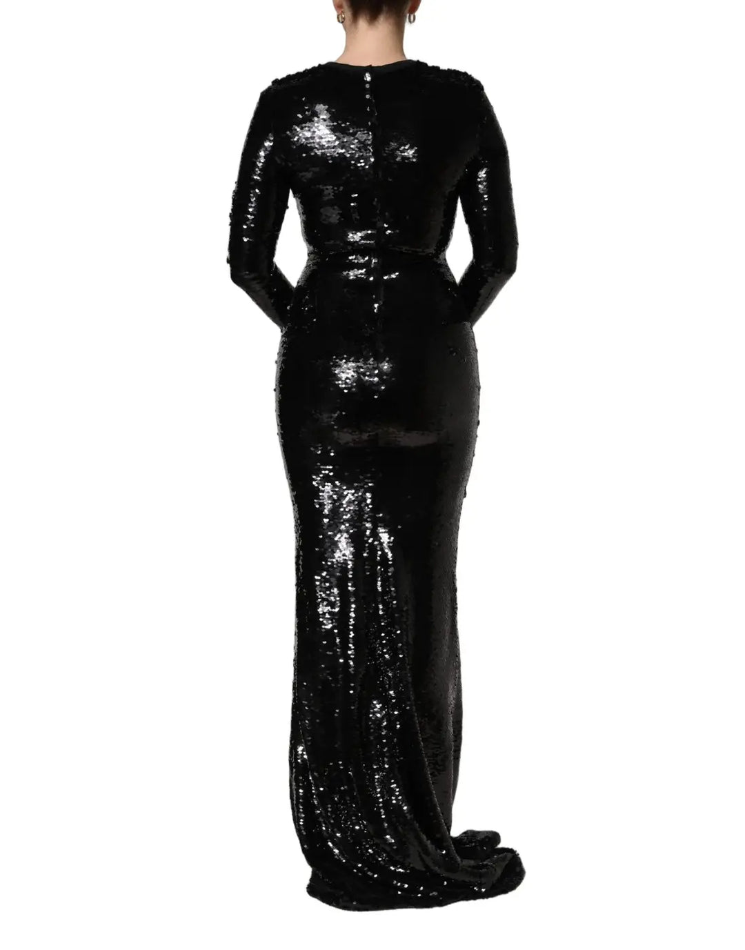 Dolce &amp; Gabbana Black Bodycon Mermaid Sequinned Gown Dress