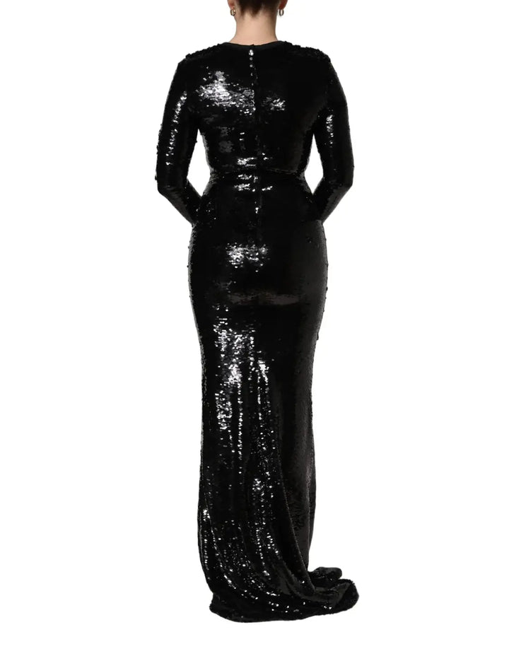 Dolce &amp; Gabbana Black Bodycon Mermaid Sequinned Gown Dress