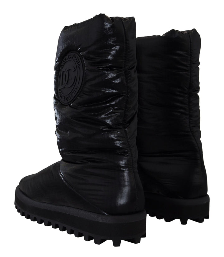 Dolce &amp; Gabbana Black Boots Padded Mid Calf Winter Shoes