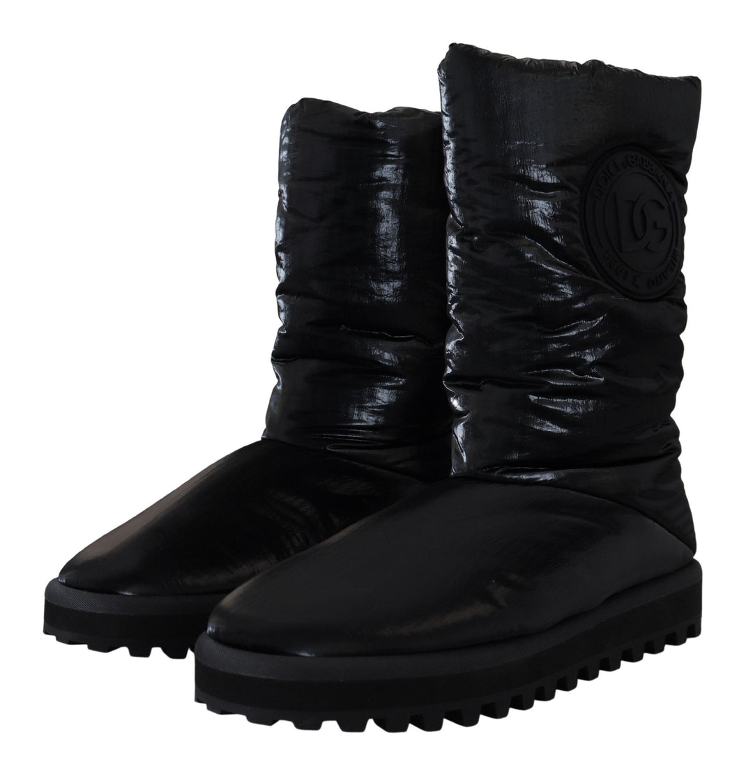 Dolce &amp; Gabbana Black Boots Padded Mid Calf Winter Shoes