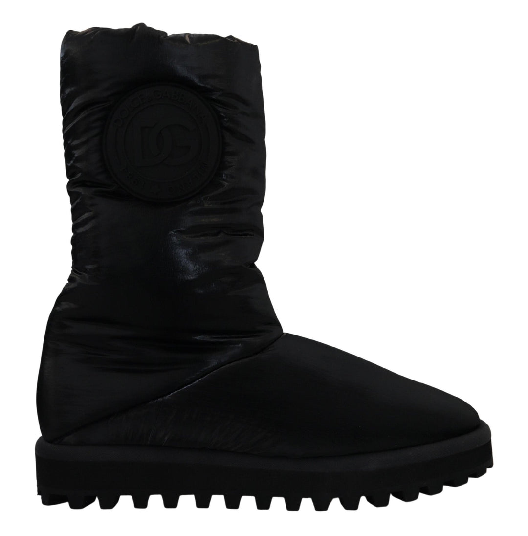 Dolce &amp; Gabbana Black Boots Padded Mid Calf Winter Shoes