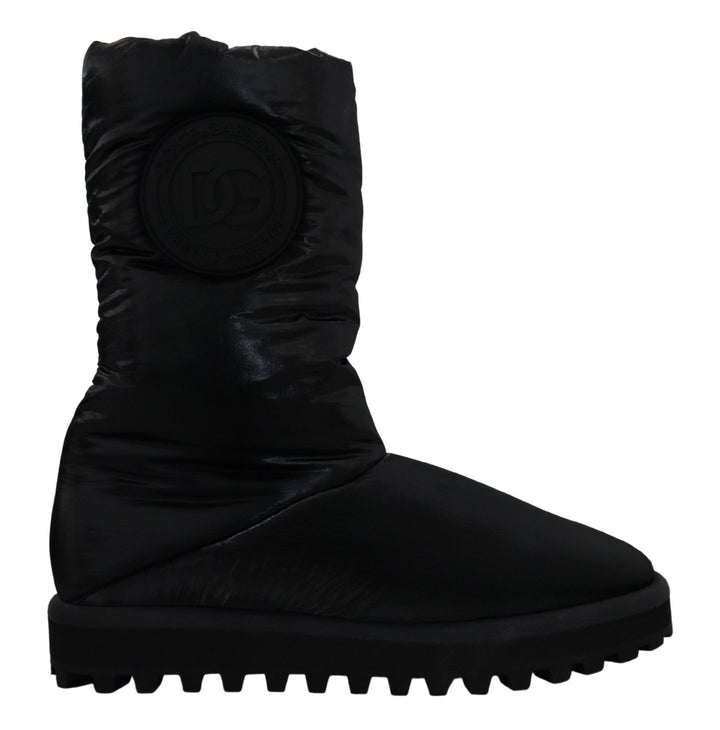 Dolce &amp; Gabbana Black Boots Padded Mid Calf Winter Shoes