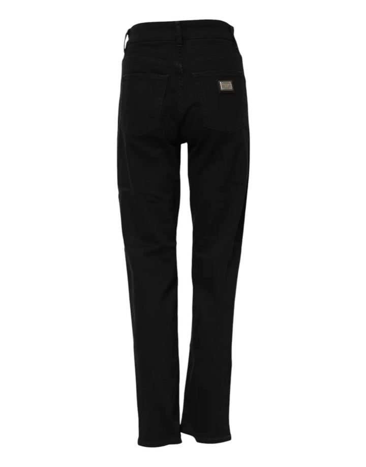 Dolce &amp; Gabbana Black Boyfriend Cotton Stretch Denim Jeans