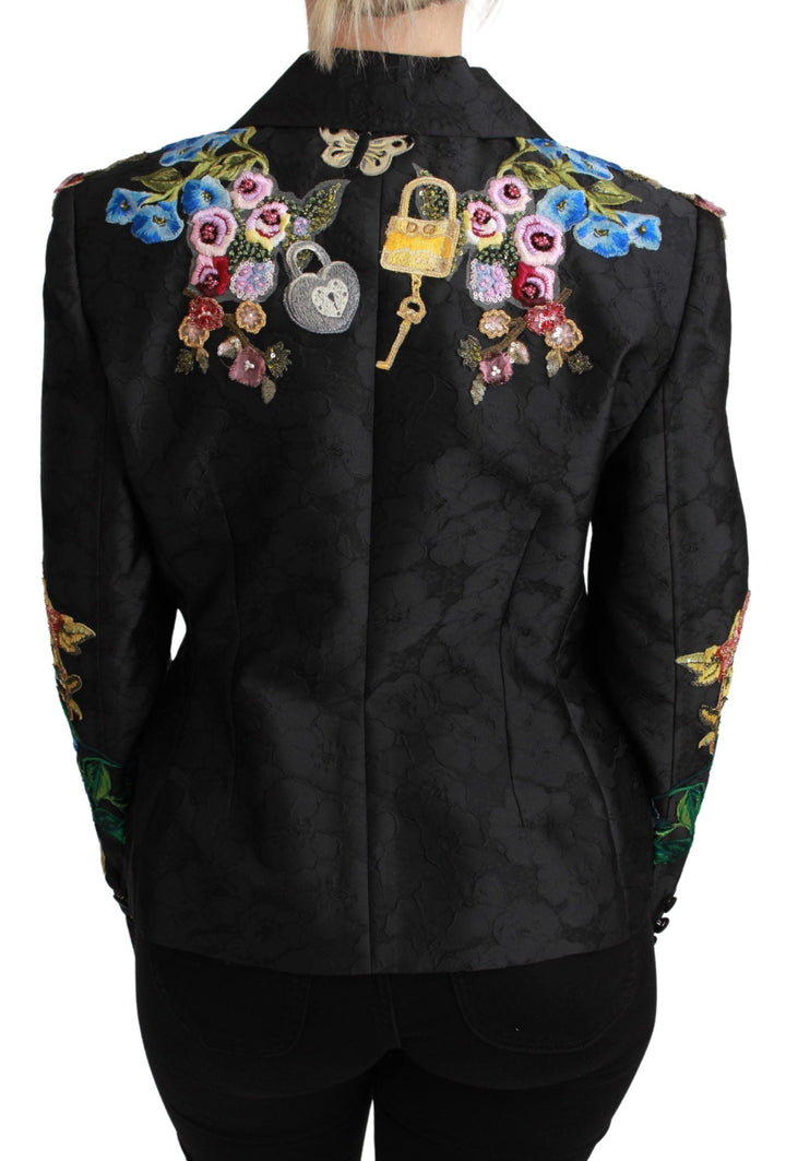 Dolce &amp; Gabbana Coats Jackets - Black Brocade Crystal Blazer Jacket