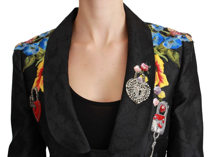 Dolce &amp; Gabbana Coats Jackets - Black Brocade Crystal Blazer Jacket