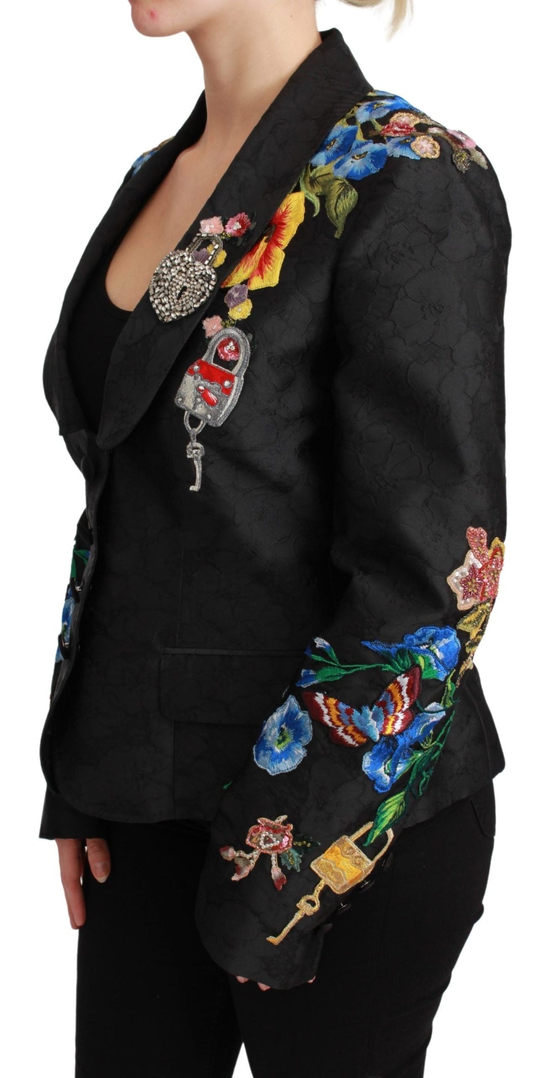 Dolce &amp; Gabbana Coats Jackets - Black Brocade Crystal Blazer Jacket