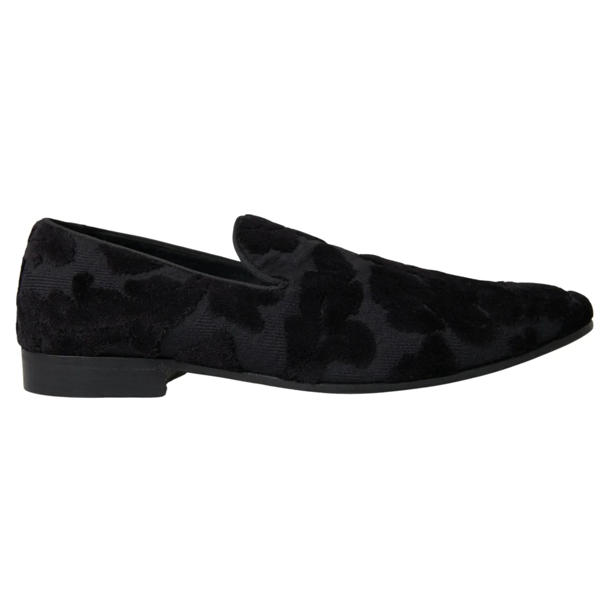 Dolce & Gabbana Black Brocade Loafers Formal Shoes