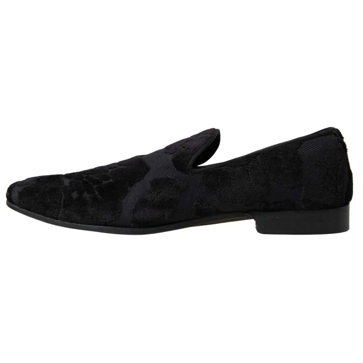 Dolce & Gabbana Black Brocade Loafers Formal Shoes