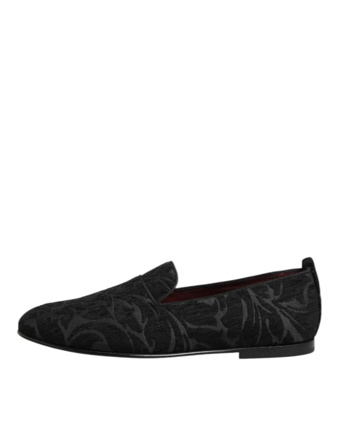 Dolce &amp; Gabbana Black Brocade Loafers Slip on Men Dress Shoes