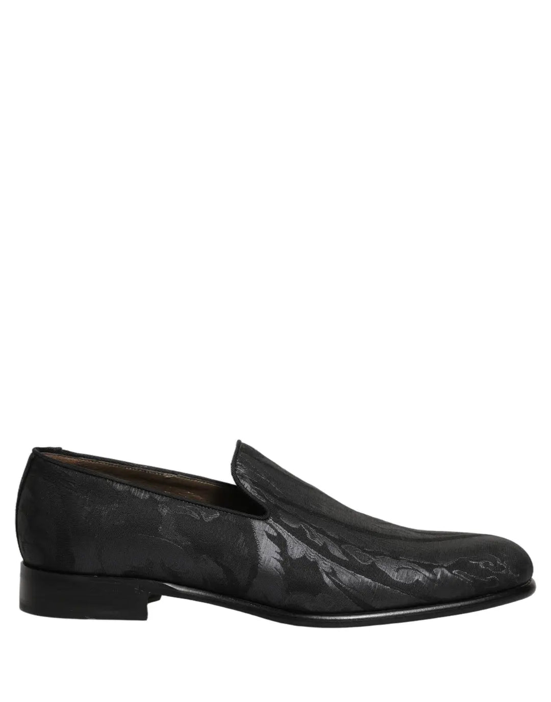 Dolce &amp; Gabbana Black Brocade Men Slip On Dress Loafers Shoes