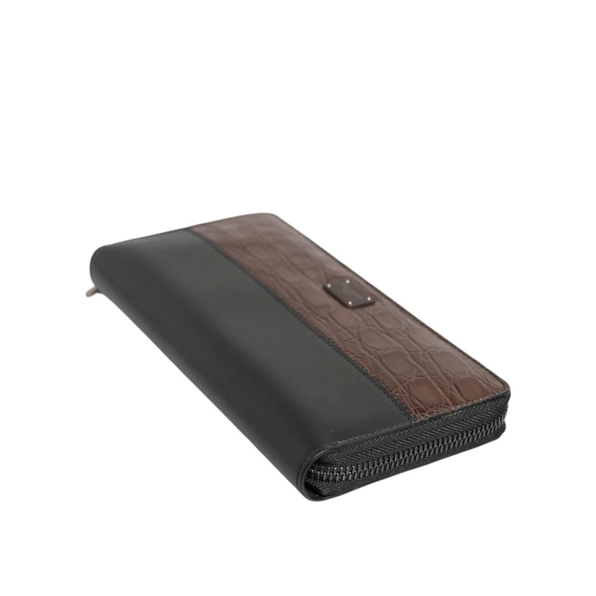 Dolce & Gabbana Black Brown Exotic Leather Zip Wallet