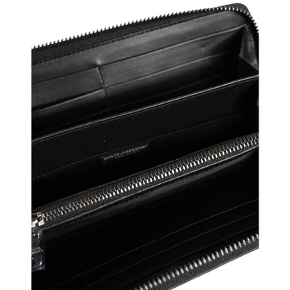 Dolce & Gabbana Black Brown Exotic Leather Zip Wallet