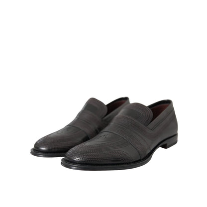 Dolce & Gabbana Black Brown Leather Loafer Men Dress Shoes