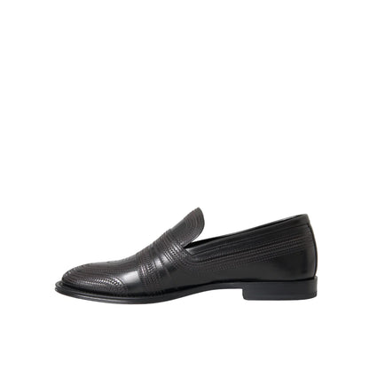 Dolce & Gabbana Black Brown Leather Loafer Men Dress Shoes