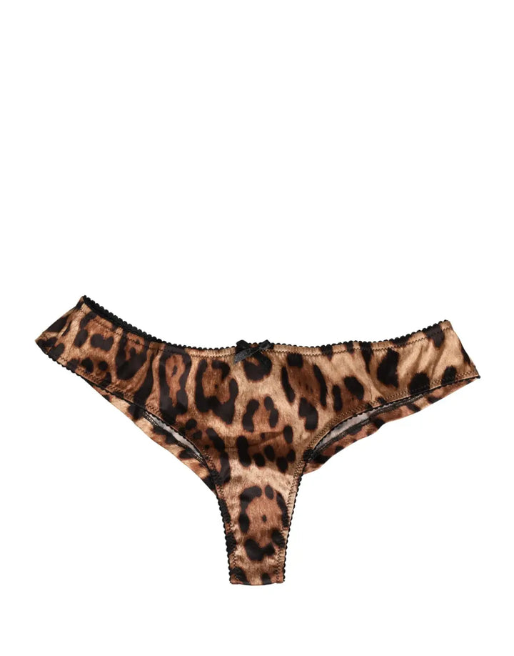 Dolce &amp; Gabbana Black Brown Leopard Mid Waist Brief Panty Underwear