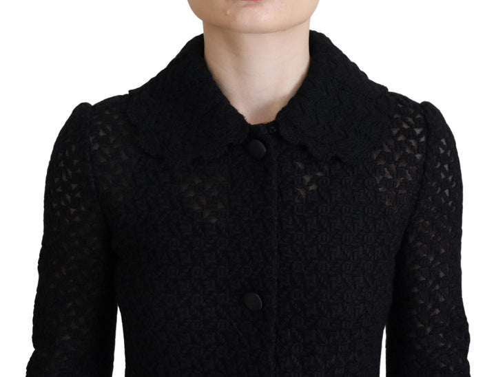 Dolce &amp; Gabbana Overcoats - Black Button Down Long Blazer Cotton Jacket
