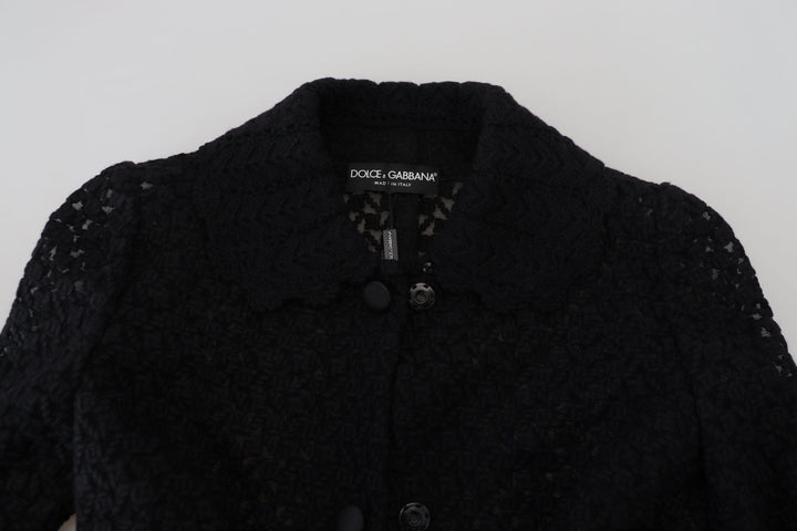 Dolce &amp; Gabbana Overcoats - Black Button Down Long Blazer Cotton Jacket